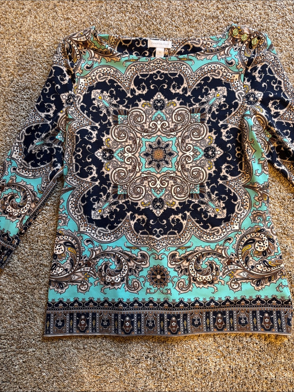 Charter Club 3/4 sleeve Paisley Top